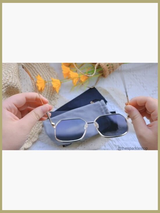 Retro Square Polarized Sunglasses UV400 Large Metal Frame
